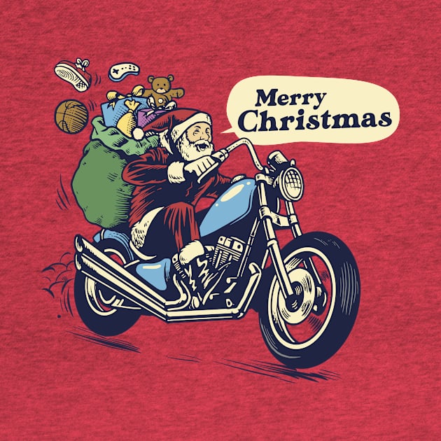 Retro Santa Claus on a Motorcycle by SLAG_Creative